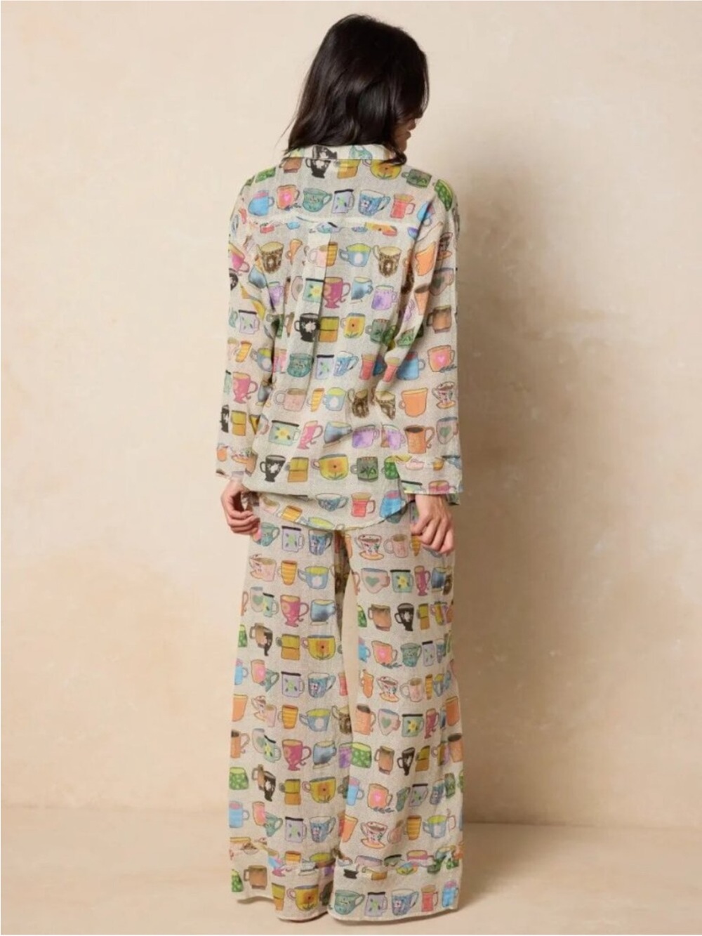 Natural Life Dreamy Cotton Pajama Set 100% cotton Coffee Cups Mugs size large - Picture 2 of 7